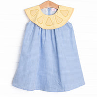 Lemon Grove Gingham Applique Dress, Blue