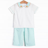 Jack Be Little Pumpkin Embroidered Pant Set, Green