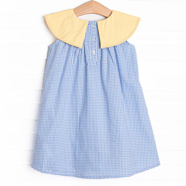 Lemon Grove Gingham Applique Dress, Blue