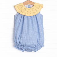 Lemon Grove Gingham Applique Bubble, Blue