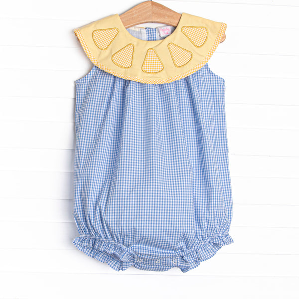 Lemon Grove Gingham Applique Bubble, Blue
