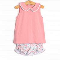 Vines in Venice Ruffle Short Set, Pink