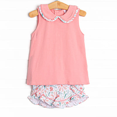 Vines in Venice Ruffle Short Set, Pink