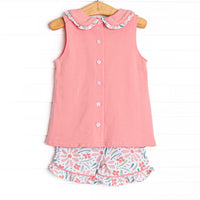 Vines in Venice Ruffle Short Set, Pink