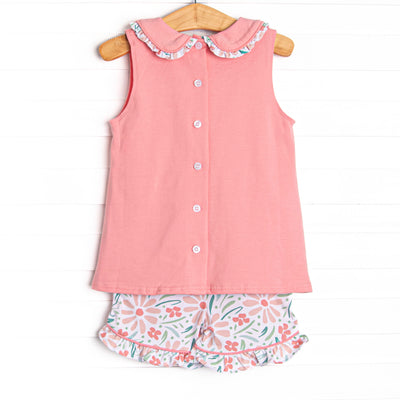 Vines in Venice Ruffle Short Set, Pink