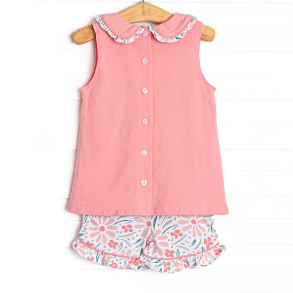 Vines in Venice Ruffle Short Set, Pink