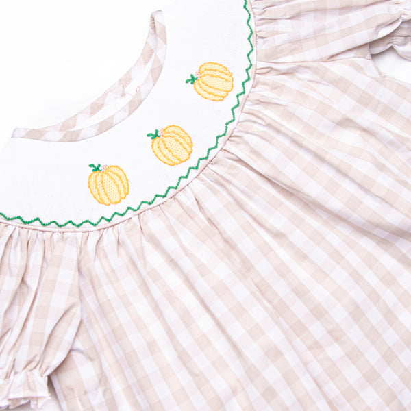 Plentiful Pumpkins Smocked Ruffle Pant Set, Brown