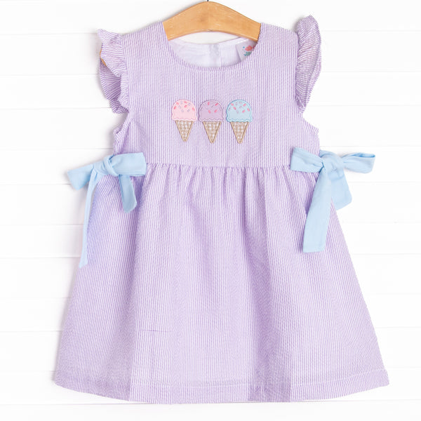Summertime Sampler Applique Side Tie Dress, Purple