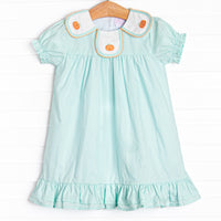 Jane Be Little Pumpkin Embroidered Dress, Green