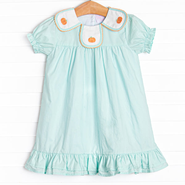 Jane Be Little Pumpkin Embroidered Dress, Green