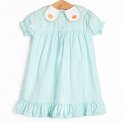 Jane Be Little Pumpkin Embroidered Dress, Green