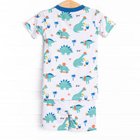 Summer Saurus Bamboo Pajama Short Set, Green