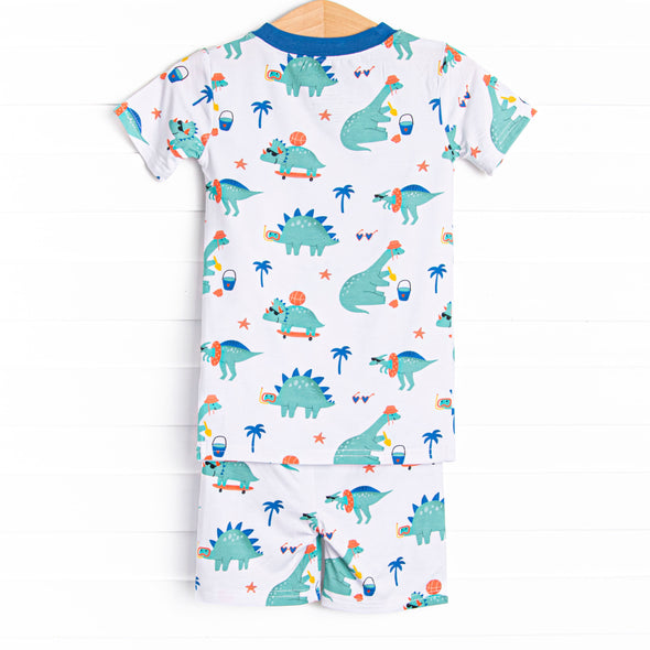 Summer Saurus Bamboo Pajama Short Set, Green