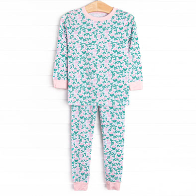 Patio Petals Bamboo Pajama Set, Green