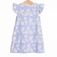 Periwinkle Petals Pocket Flutter Sleeve Dress, Purple