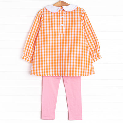 Cozy Carving Applique Legging Set, Orange