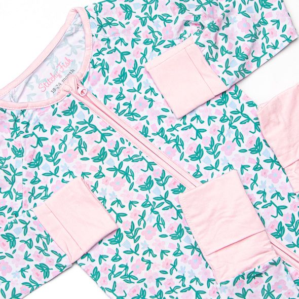 Patio Petals Bamboo Zippy Pajama, Green