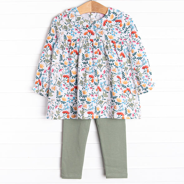 Emily Legging Set, Green Floral
