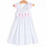 Seahorse Somersaults Smocked Dress, Blue