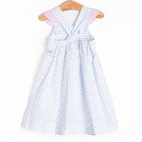 Seahorse Somersaults Smocked Dress, Blue