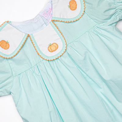 Jane Be Little Pumpkin Embroidered Dress, Green