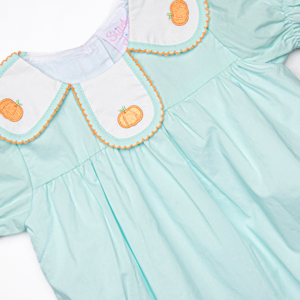 Jane Be Little Pumpkin Embroidered Dress, Green