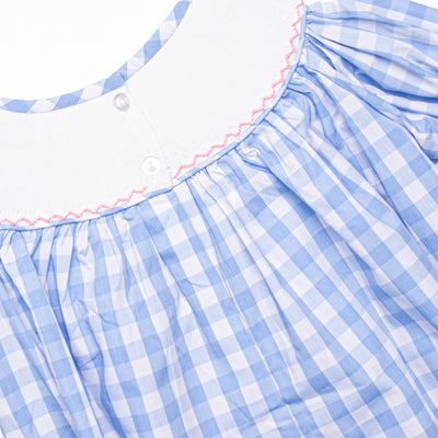 Farm Friends Smocked Bishop Dress, Blue
