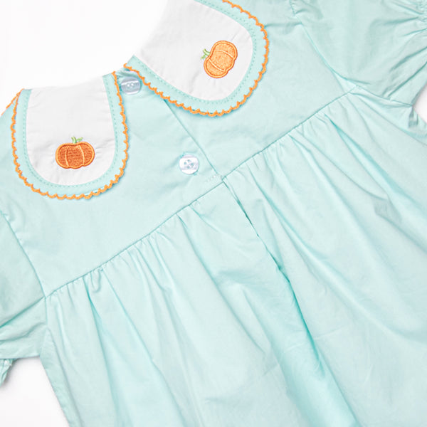 Jane Be Little Pumpkin Embroidered Dress, Green