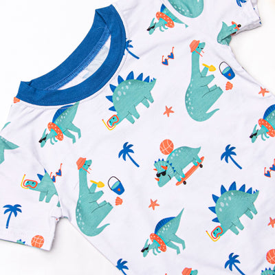 Summer Saurus Bamboo Pajama Short Set, Green