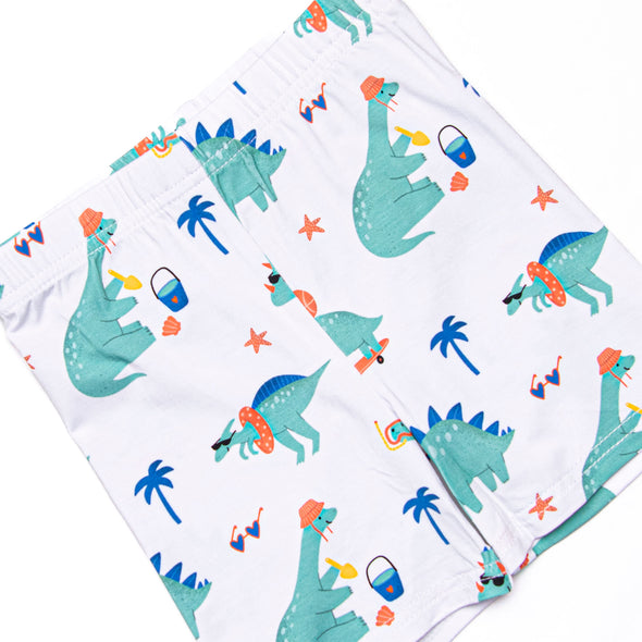 Summer Saurus Bamboo Pajama Short Set, Green