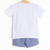 Trophy Fish Trio Applique Short Set, Blue