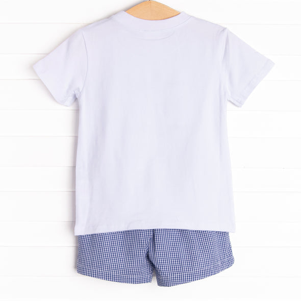 Trophy Fish Trio Applique Short Set, Blue