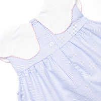 Tart Trio Embroidered Short Set, Blue Seersucker
