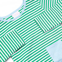 Noah Diaper Set, Blue and Kelly Green Stripe