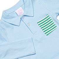 Levi Pant Set, Blue and Kelly Green Stripe