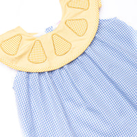 Lemon Grove Gingham Applique Dress, Blue