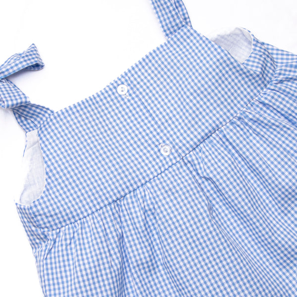Lemon Grove Gingham Applique Ruffle Short Set, Blue