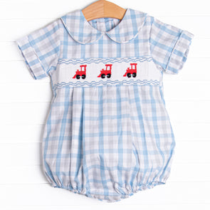 Railway Express Smocked Bubble, Blue