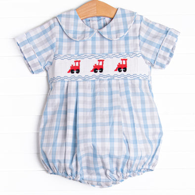 Railway Express Smocked Bubble, Blue