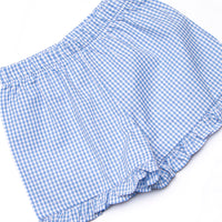 Lemon Grove Gingham Applique Ruffle Short Set, Blue