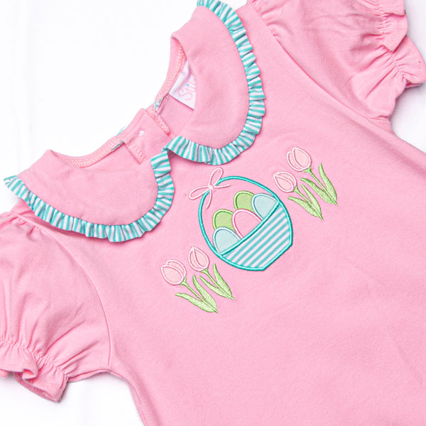 Tulip Trails Applique Dress, Pink