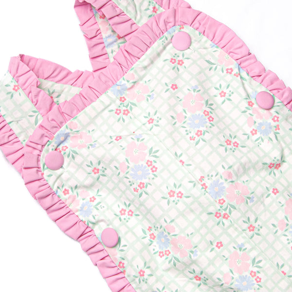 Growing Gingham Short Romper, Green
