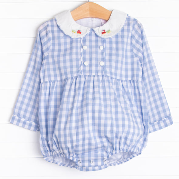 Chattanooga Choo Choo Embroidered Bubble, Blue