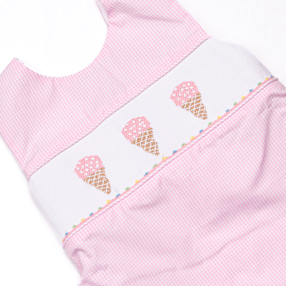 Ice Cream Party Smocked Ruffle Short Set, Pink
