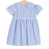 Fright Night French Knot Embroidered Dress, Blue
