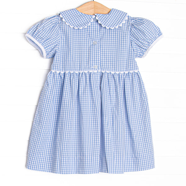 Fright Night French Knot Embroidered Dress, Blue
