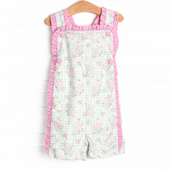 Growing Gingham Short Romper, Green