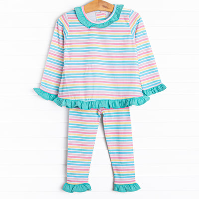 Jumping for Joy Ruffle Pant Set, Green