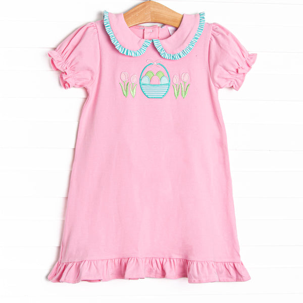 Tulip Trails Applique Dress, Pink