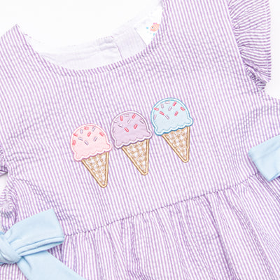 Summertime Sampler Applique Side Tie Dress, Purple